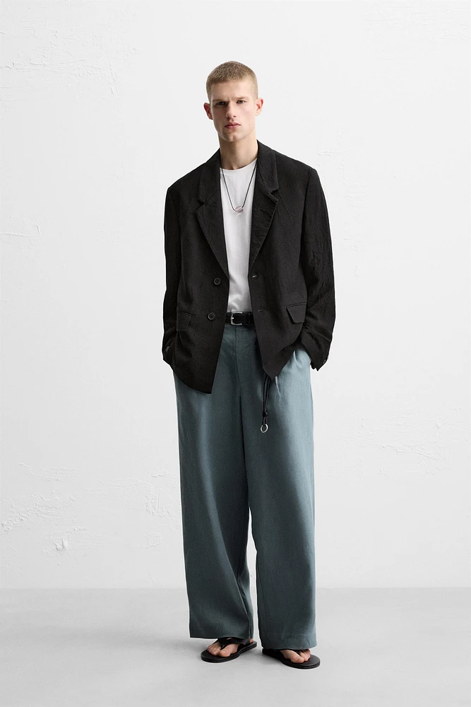 RELAXED FIT WRINKLED JACQUARD BLAZER