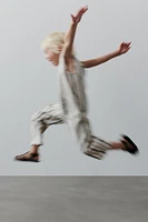 STRIPED LINEN LONG OVERALLS