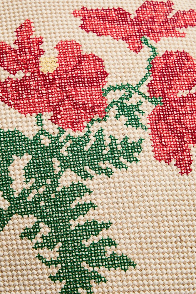 THROW PILLOW COVER WITH FLORAL EMBROIDERY