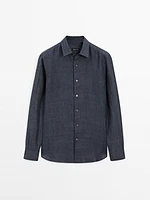 Slim fit faded 100% linen shirt