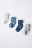 LOT DE QUATRE PAIRES CHAUSSETTES COLORÉES