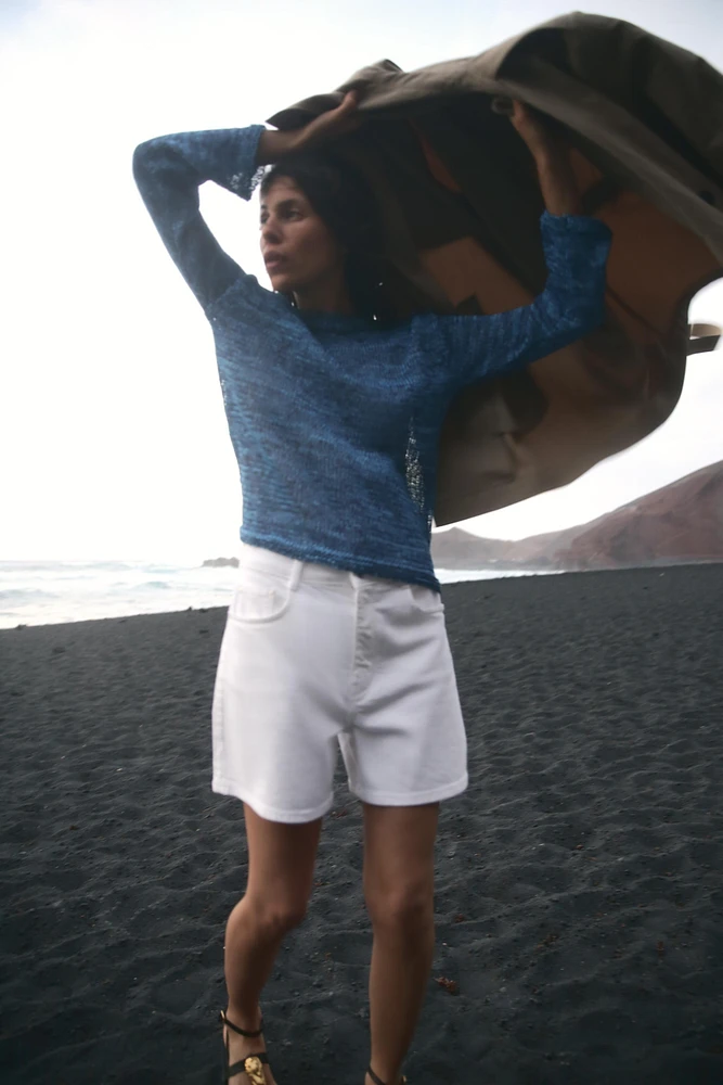 RIBBON TRIM KNIT SWEATER