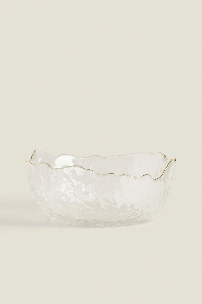 GLASS SALAD BOWL WITH RIM