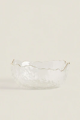 GLASS SALAD BOWL WITH RIM