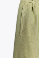 WIDE LEG LINEN PANTS WITH BELT