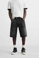 WASHED BAGGY FIT DENIM SHORTS
