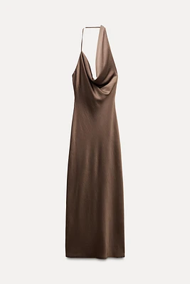 SATIN EFFECT MIDI DRESS