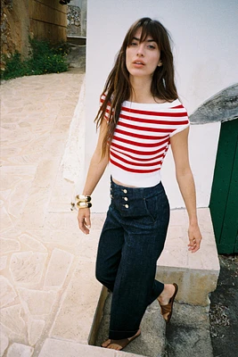 STRIPED BOATNECK TOP