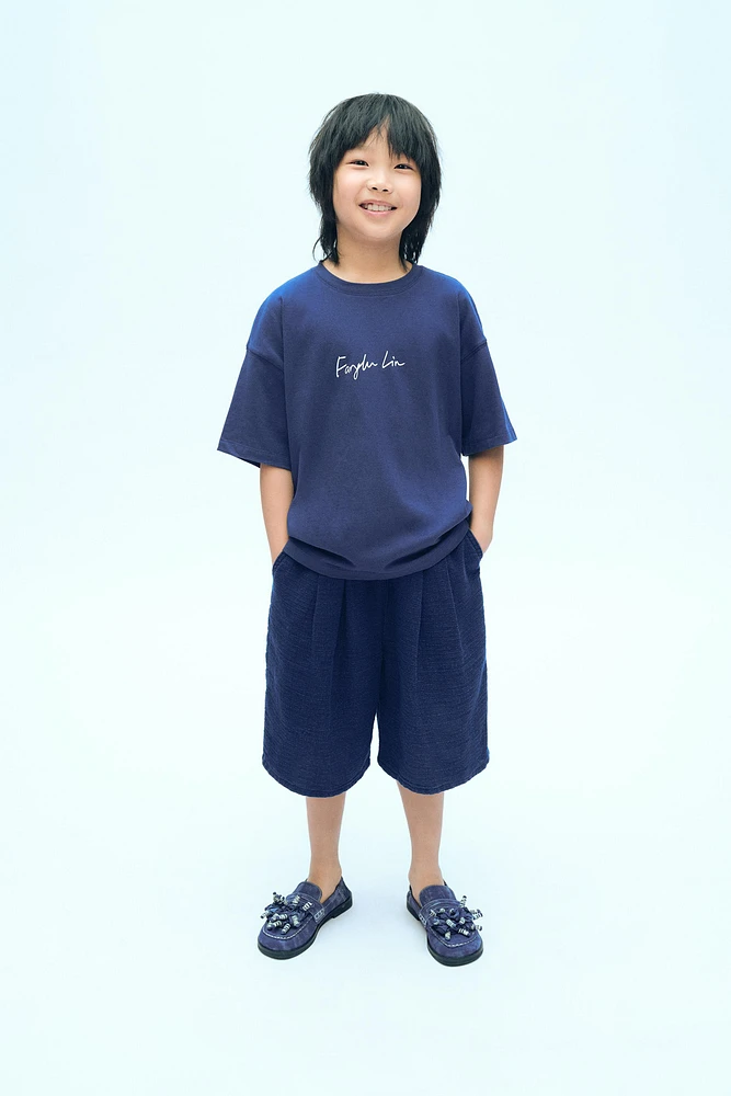 PLAIN T-SHIRT WITH TEXT X FANGLU LIN