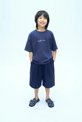 PLAIN T-SHIRT WITH TEXT X FANGLU LIN
