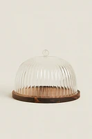 BOROSILICATE WOODEN CAKE DISH