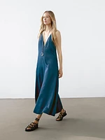 Robe longue fluide à col en V