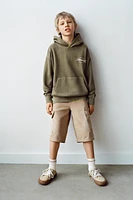 Washed Effect Text Hoodie