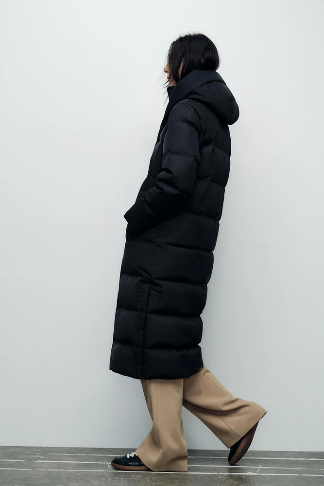 WATER AND WIND PROTECTION LONGLINE HOODED DOWN JACKET