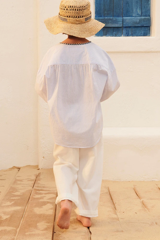LIMITED EDITION GINGHAM TRIM STRIPED SHIRT