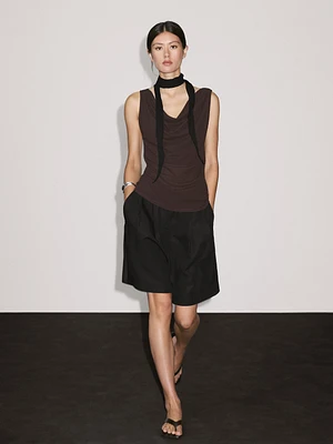 Top encolure drapée 100 % coton