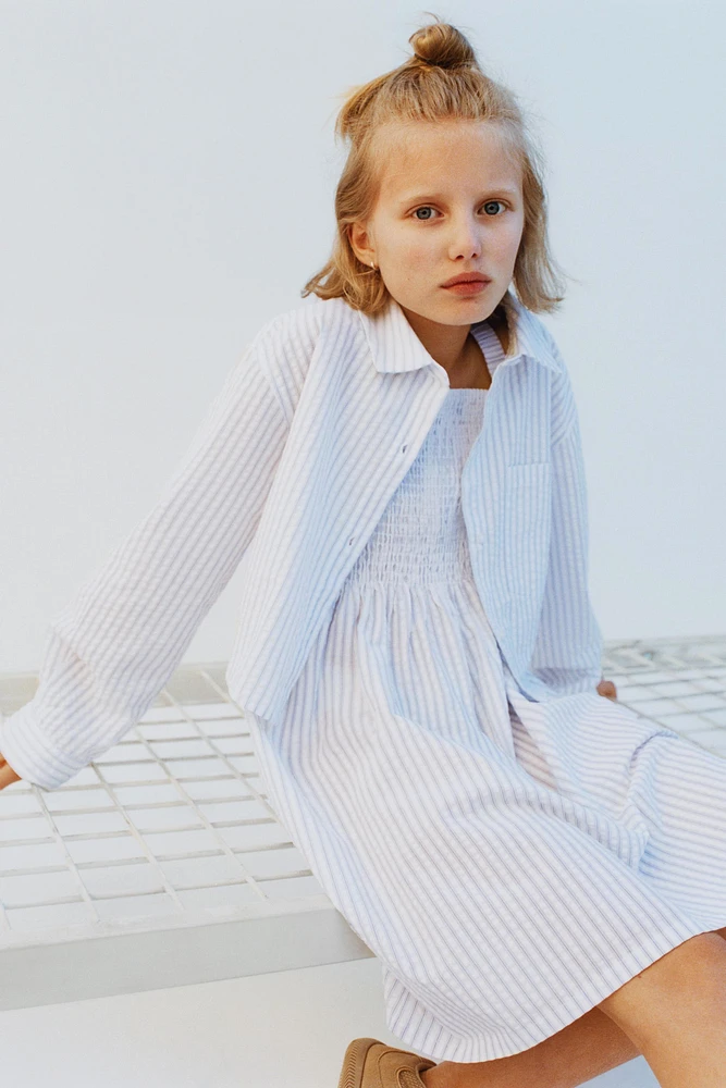 STRIPED CROPPED DRESS AND SHIRT SET