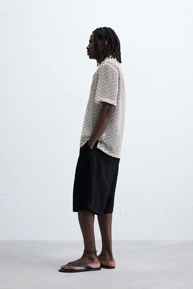 OPEN-WEAVE TEXTURED SHIRT