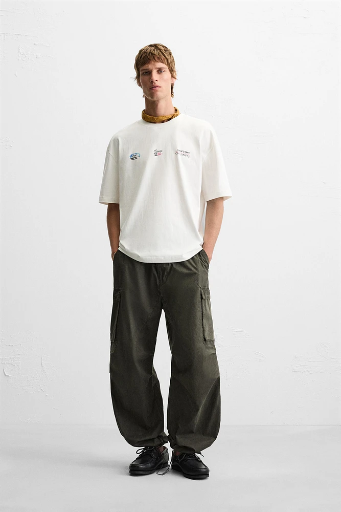 RACING WASHED PRINT T-SHIRT