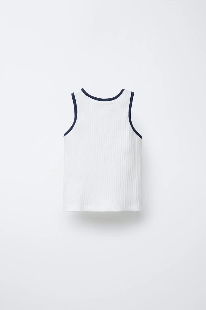 EMBROIDERED RIBBED T-SHIRT