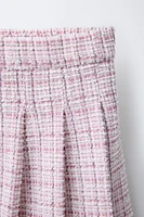 PLEATED TEXTURED WEAVE SKIRT