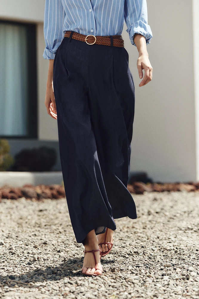 WIDE LEG BELTED PANTS
