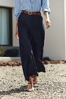 WIDE LEG BELTED PANTS