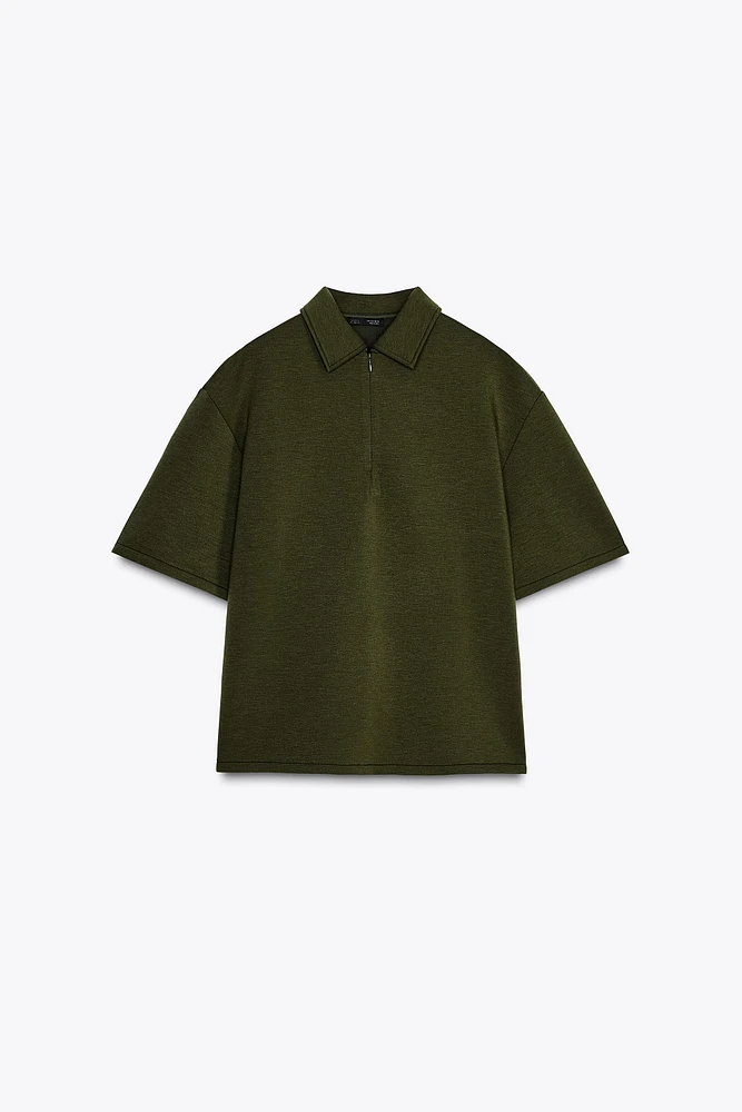ZIP POLO COLLAR TOP