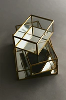 GLASS JEWELRY BOX WITH METAL BORDER