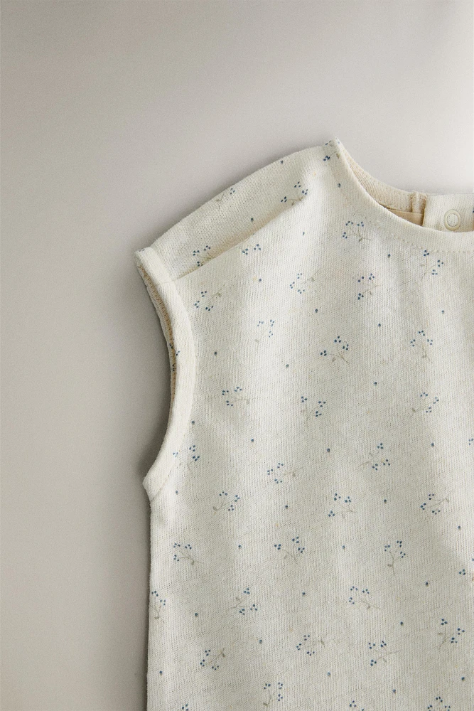 CHILDREN'S FLORAL PRINT FOOTED ROMPER