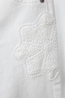 PANTALON DROIT SERGÉ FLEUR CROCHET