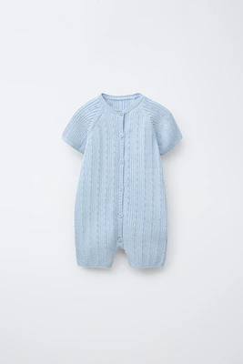 OPENWORK KNIT SHORT JUMPSUIT