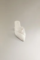 PLEATED SATEEN MULE SLIPPERS
