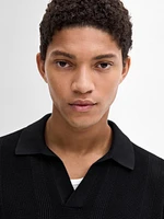 Short sleeve cotton knit polo shirt