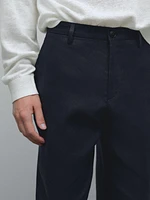 Pantalon regular fit 100 % lin