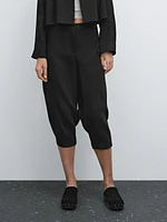 Balloon fit linen blend trousers