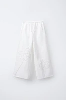 EMBROIDERED FLORAL STRAIGHT-LEG PANTS