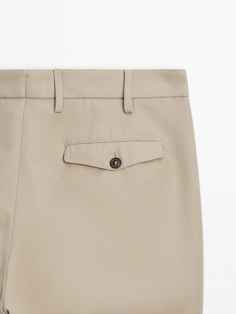 Cotton blend darted trousers