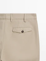 Cotton blend darted trousers