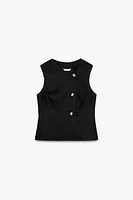 TOP GILET CROISÉ AVEC LIN