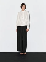 Chemisier drapé bas asymétrique 100 % coton
