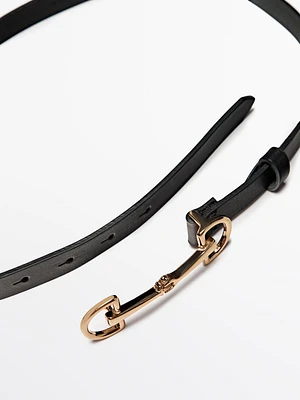 Nappa leather belt with equestrian buckle