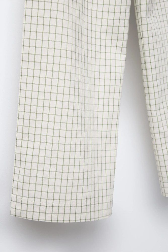 STRAIGHT-LEG PLAID PANTS
