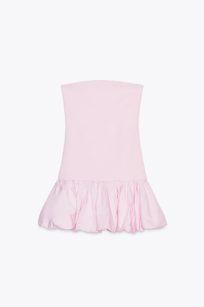 BALLOON STRAIGHT NECK MINI DRESS
