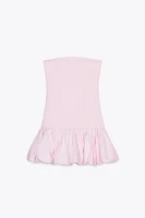 BALLOON STRAIGHT NECK MINI DRESS