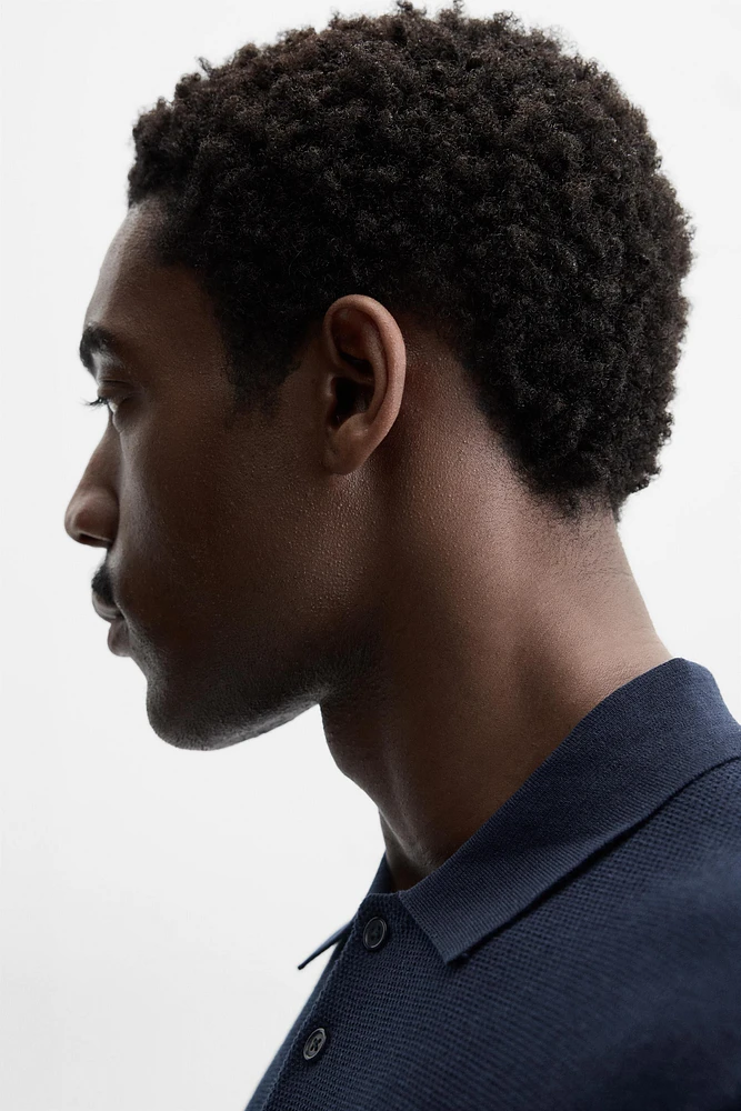 POLO EN MAILLE DE SOIE ET COTON