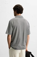 LINEN-COTTON STRIPED POLO SHIRT