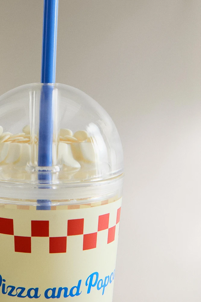 CHILDREN'S PIZZA TUMBLER WITH STRAW