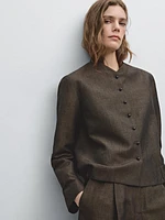Veste boutons fantaisie lin mélangé