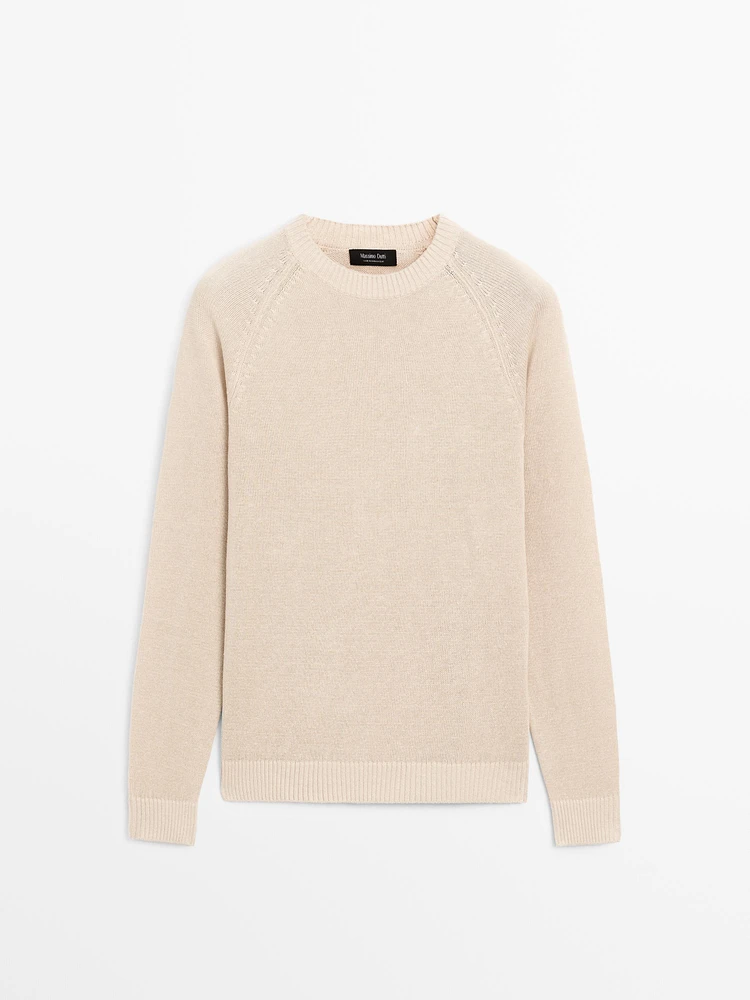 Linen blend crew neck sweater